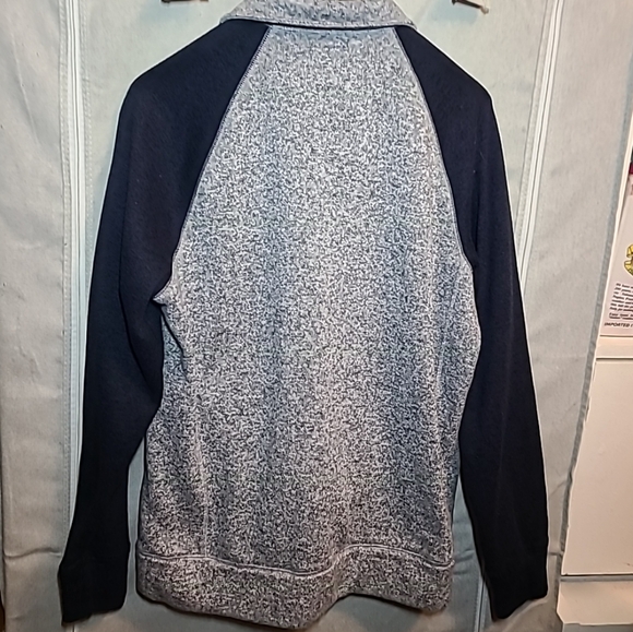 Sonoma Mens Large Sweater 1/4 Snap Front Long Sleeve Heather Gray & Blue - Picture 5 of 6